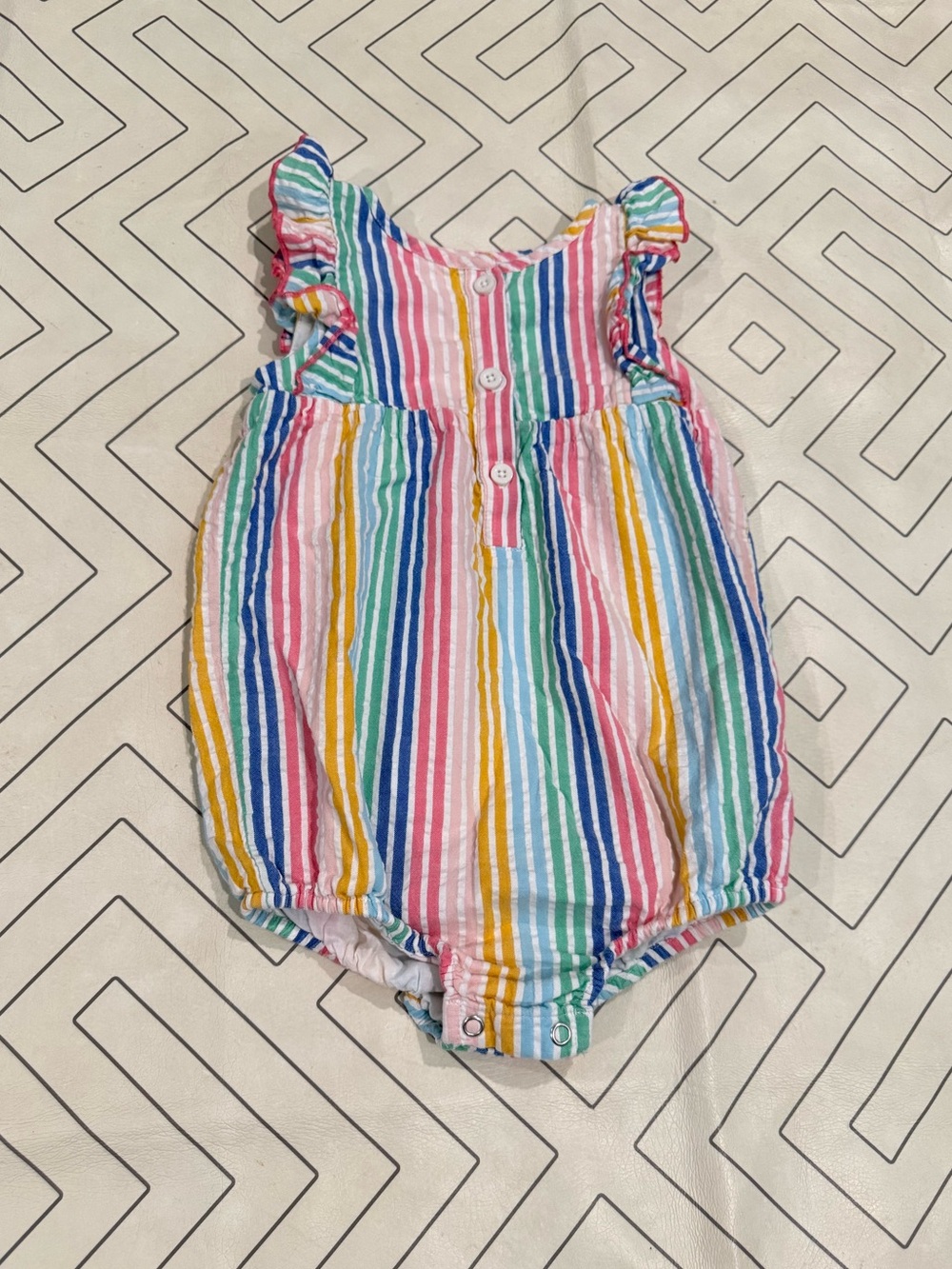 Baby Boden Seersucker Multicolor Stripe Bubble Romper